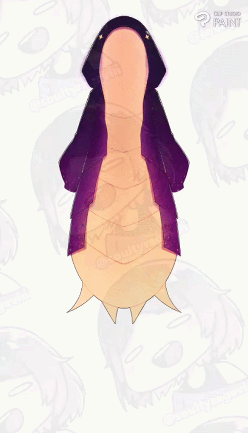 Timelapse .gif of the hoodie of Soulty Ragevin's isopod-themed Live2D model